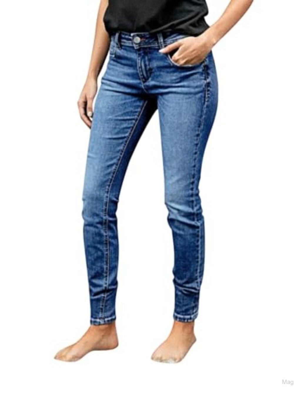 Mid Rise Skinny Jeans Butt Lifting Tummy Control Denim